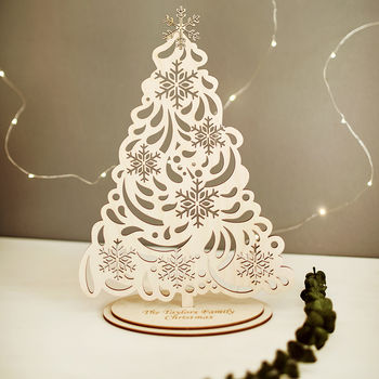 Personalised Christmas Tree With Snowflakes, 2 of 4
