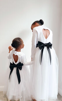Long Sleeve Sparkly Tulle Flower Girl Dress – Ankle Length White Dress For Weddings, Christenings And Special Occasions, 6 of 6