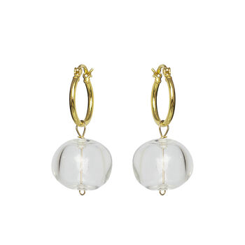 Mona Glass Bead Gold Plated Silver Hoop Earrings, 2 of 5