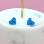 Mini Laser Cut Glitter Love Heart Earrings Studs, thumbnail 3 of 12