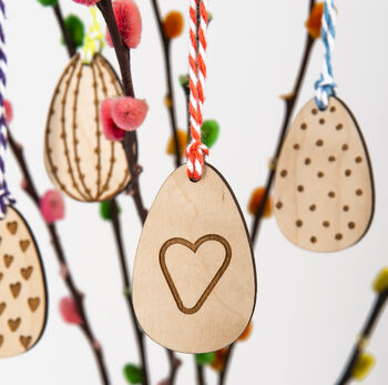 Mini Wooden Easter Egg Hanging Decorations, 5 of 5