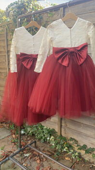 Long Sleeve Burgundy Tutu Dress, 3 of 12