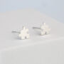 Sterling Silver Jigsaw Puzzle Piece Stud Earrings, thumbnail 1 of 5
