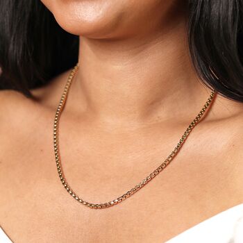 Stainless Steel Box Chain Necklace In Gold, 2 of 5