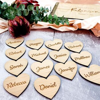 Personalised Wooden Heart Place Name Settings, 3 of 9