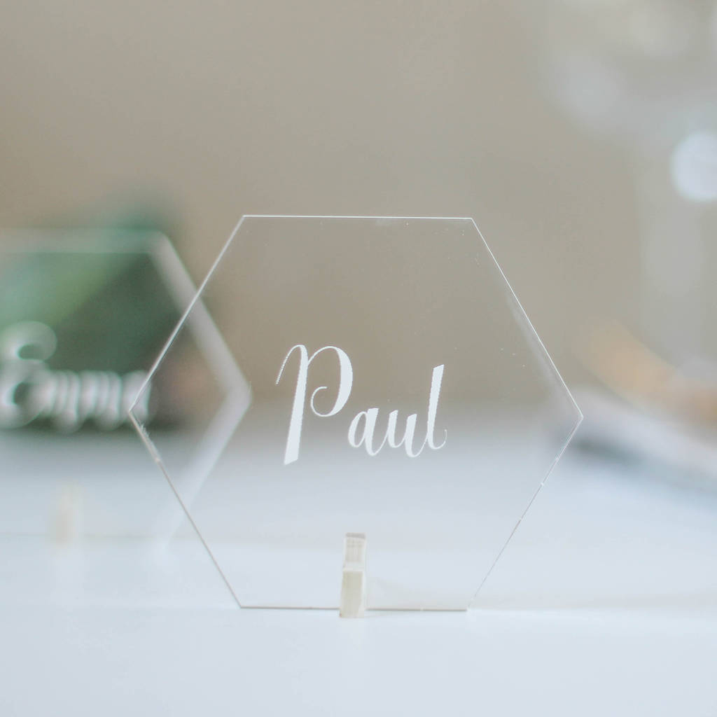 Personalised Wedding Hexagon Place Setting In Acrylic, 1 of 12
