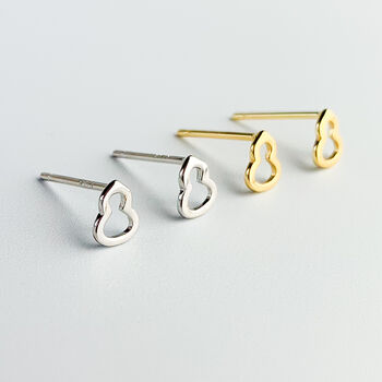 Sterling Silver Simple Calabash Stud Earrings, 2 of 6