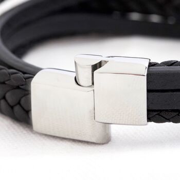 Men's Personalised Handwriting Layered Leather Bracelet, 5 of 7