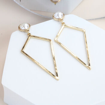 Gold Plated Drop Triangle Earrings, 2 of 6