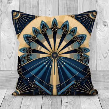 Deco Elegance In Blue Art Deco Cushions Design One, 4 of 8