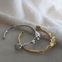 18 K Gold Silver Sculptural Cuff Bracelet Floral Waterproof Open Bangle, thumbnail 6 of 13