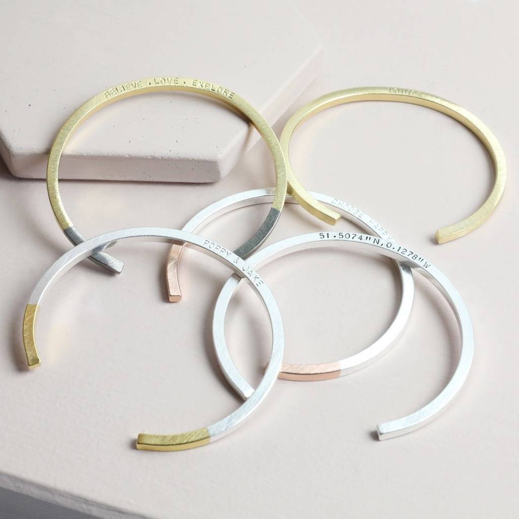personalised dipped bar bangle by lisa angel