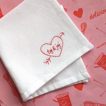 Personalised Love Heart Hand Embroidered Handkerchief, 7 of 8