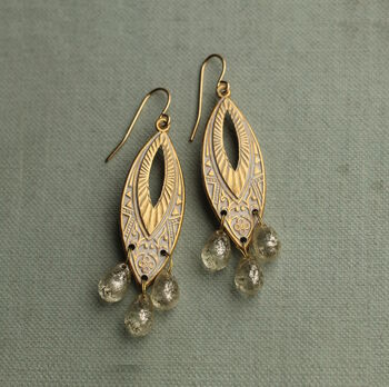 Art Deco Chandelier Earrings With Pearl Glass Drops, 9 of 10