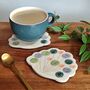 Cow Parsley Wildflower Shaped Handmade Ceramic Coasters, thumbnail 1 of 6