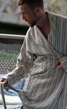 Port Stripe Organic Cotton Reversible Dressing Gown Robe, 6 of 10