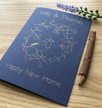 Personalised Robin Nest New Home Gold Foil Card, 7 of 8