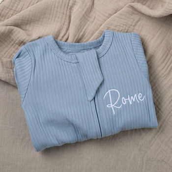 Personalised Baby Zip Sleepsuit, 4 of 9