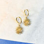 Celestial Sun Charm Huggie Hoop Earrings, thumbnail 2 of 2