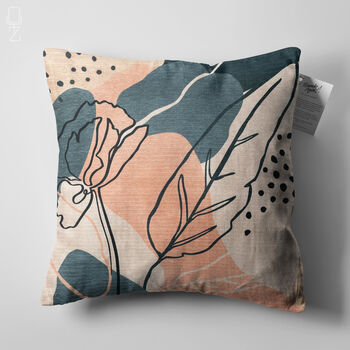 Pink And Grey Abstract Leaf Pattern Cushion Cover, 5 of 7