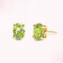 Peridot Oval Stud Earrings In Sterling Silver And Gold, thumbnail 6 of 9