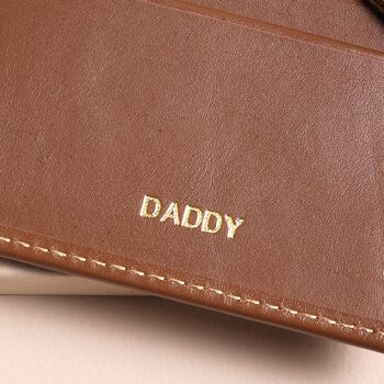 Personalised Men's Leather Wallet And Keyring Gift Set In Tan, 4 of 4