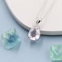 Sterling Silver Genuine Rose Quartz Pear Cut Necklace, thumbnail 4 of 12