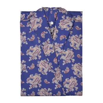 Lightweight Cotton Dressing Gown Gatsby Paisley Blue, 4 of 4