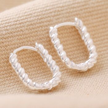 Rope Oval Huggie Hoop Earrings, 5 of 12