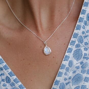Rainbow Moonstone Droplet Pendant, 2 of 8
