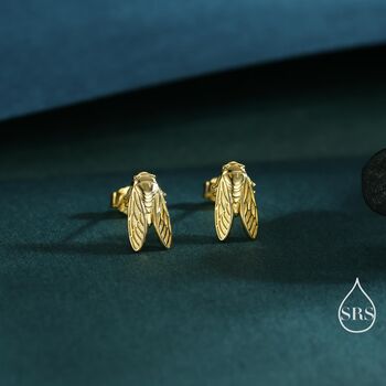 Sterling Silver Cicada Stud Earrings, 6 of 12