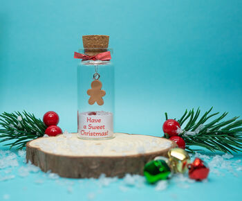 Personalised Christmas Gingerbread Man Tiny Keepsake Bottle Gift, 3 of 6