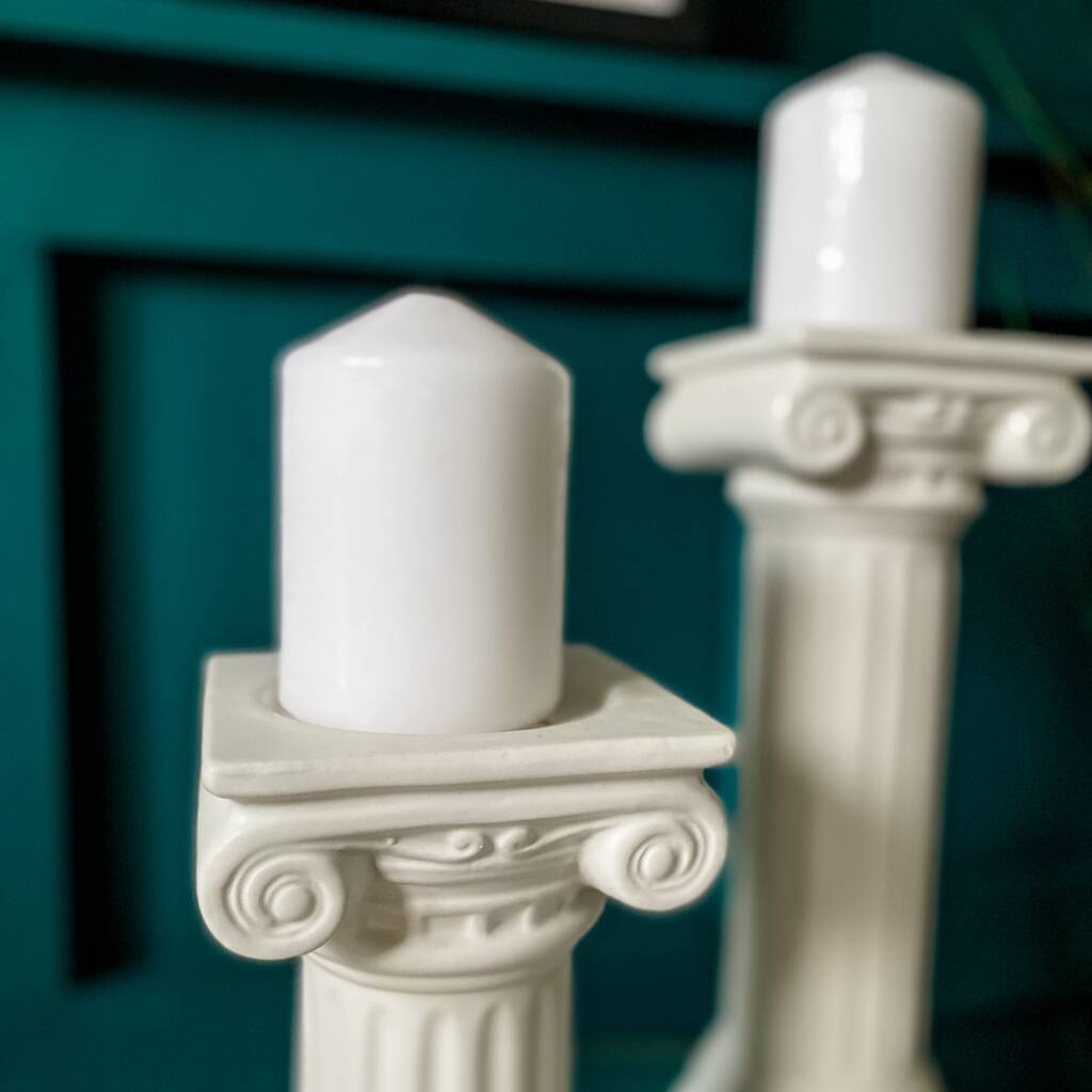 Column Ionic Ceramic Candle Holder White By Punk & Poodle