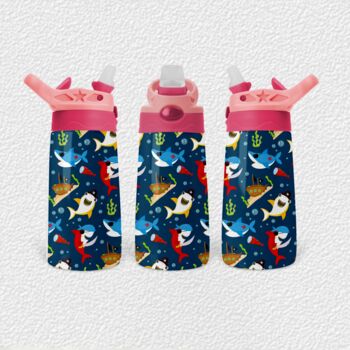 Pirate Shark Personalised Name Insulated Water Bottle, 5 of 9