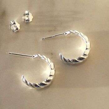 Sterling Silver Braided Hoop Stud Earrings, 3 of 5