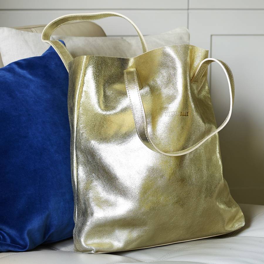 metallic leather tote bag by pepper alley | notonthehighstreet.com