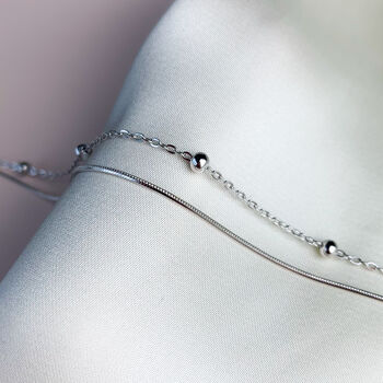 Sterling Silver Double Layer Chain Bracelet, 3 of 5