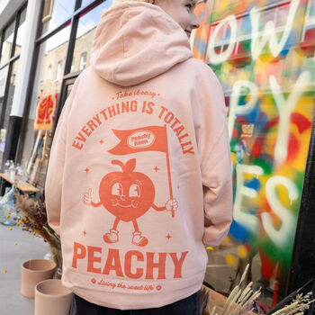 Everything Is Peachy Unisex Graphic Hoodie In Peach, 4 of 7