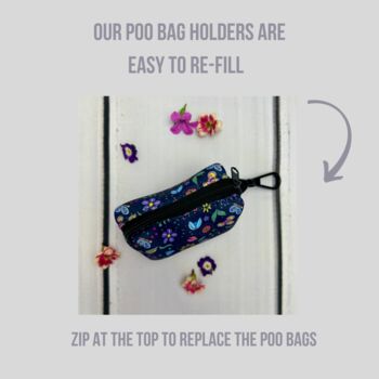 Navy And Pink Floral Dog Poo Bag Holder, 3 of 4