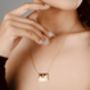 Lotus And Om Engraved In Envelop Pendant Necklace, thumbnail 5 of 9