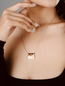 Lotus And Om Engraved In Envelop Pendant Necklace, 5 of 9