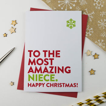 Most Amazing Niece Christmas Card By A Is For Alphabet ...