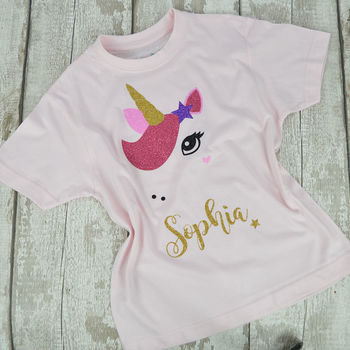 'Star Unicorn' Sparkly Personalised Kids T Shirt, 3 of 5