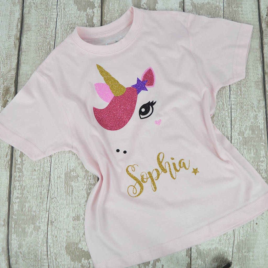 Unicorn Shirt Glitter Eyelashes Princess Crown Rainbow Outfit 4PC Gift Set Personalized Name 