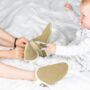 Dotty Fish Tan Soft Suede Baby And Toddler Slippers With Fleece Lining, thumbnail 3 of 9