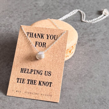 Bridesmaid Necklace Sterling Silver Thank You Knot Gift, 2 of 6