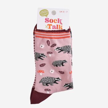 Women's Bamboo Socks Woodland Badger, 5 of 5