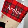 Personalised Red Tartan Snowman Stocking, thumbnail 5 of 5