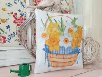 Daffodil Flower Illustration Fabric Gift Pillow, 12 of 12