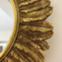 32cm Gold Sunburst Mirror Feather Leaf Decor Distressed Gift, thumbnail 3 of 7